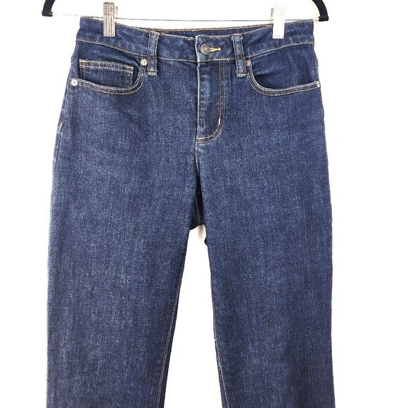 bundle 2 Pair Land’s End Dark Wash Mid-Rise Straight Jeans Size 2 - Picture 4 of 8
